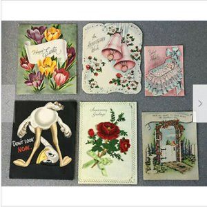 6 Vintage Used Greeting Cards Easter Anniversary Birthday Mother's Day 50s 60s